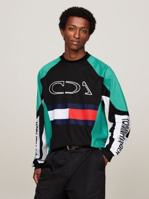 black tommy x mercedes f1 x cr colour-blocked motorsport sweatshirt for men tommy hilfiger