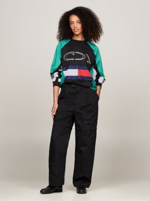 black tommy x mercedes f1 x cr colour-blocked motorsport sweatshirt for men tommy hilfiger