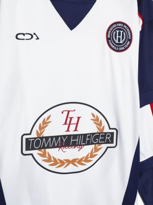 white tommy x mercedes f1 x cr back graphic hockey sweatshirt for men tommy hilfiger