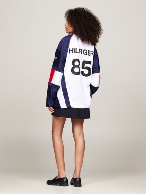 weiß tommy x mercedes f1 x cr eishockey-sweatshirt mit rückengrafik für herren - tommy hilfiger