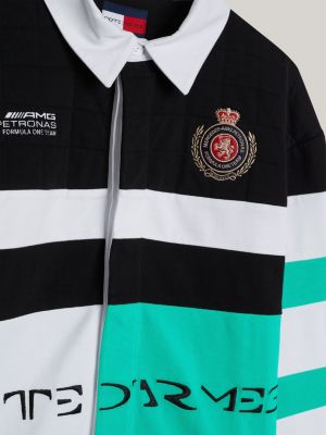 polo rugby tommy x mercedes f1 x cr color block con logo nero da uomini tommy hilfiger