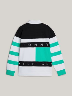 Tommy x Mercedes F1 x CR Color Block-Rugby-Shirt mit Rückenlogo 