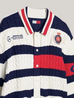 cárdigan de rugby tommy x mercedes f1 x cr azul de hombres tommy hilfiger