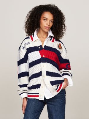 cárdigan de rugby tommy x mercedes f1 x cr azul de hombres tommy hilfiger