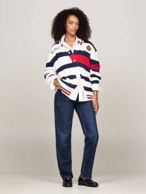 blue tommy x mercedes f1 x cr rugby cardigan for men tommy hilfiger