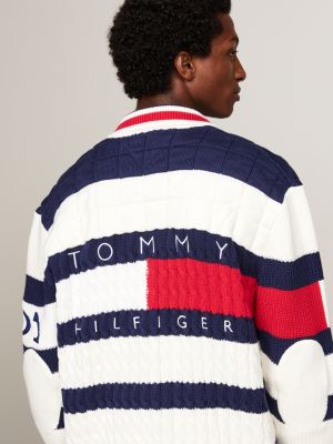 cárdigan de rugby tommy x mercedes f1 x cr azul de hombres tommy hilfiger