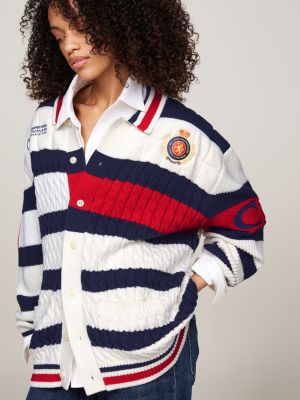 cárdigan de rugby tommy x mercedes f1 x cr azul de hombres tommy hilfiger