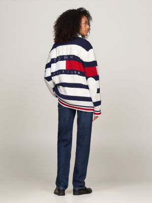 cárdigan de rugby tommy x mercedes f1 x cr azul de hombres tommy hilfiger