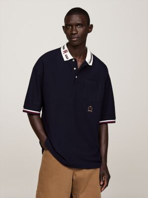 polo relaxed fit con stemma ricamato blu da uomini tommy hilfiger