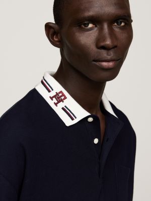 polo relaxed fit con stemma ricamato blu da uomini tommy hilfiger