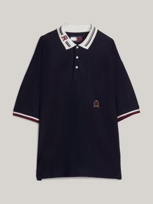 polo relaxed fit con stemma ricamato blu da uomini tommy hilfiger