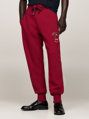 joggers con bordi elastici e stemma ricamato rosso da uomini tommy hilfiger