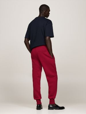 joggers con bordi elastici e stemma ricamato rosso da uomini tommy hilfiger