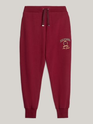 joggers con bordi elastici e stemma ricamato rosso da uomini tommy hilfiger