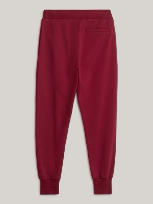 rot jogginghose mit bündchen und wappen-stickerei für herren - tommy hilfiger