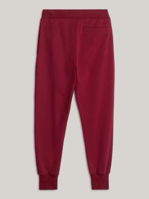 joggers con bordi elastici e stemma ricamato rosso da uomini tommy hilfiger