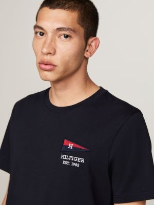 blue exclusive hilfiger flag crew neck t-shirt for men tommy hilfiger