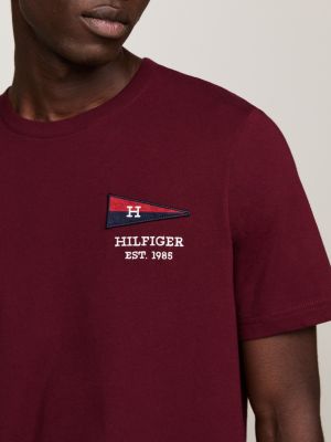 purple exclusive hilfiger flag crew neck t-shirt for men tommy hilfiger