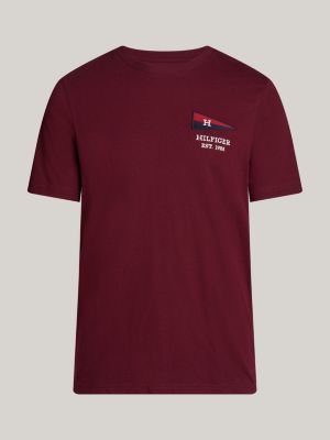 t-shirt exclusive con bandierina viola da uomini tommy hilfiger