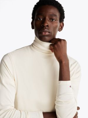 yellow roll neck extra slim long sleeve t-shirt for men tommy hilfiger