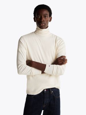 yellow roll neck extra slim long sleeve t-shirt for men tommy hilfiger