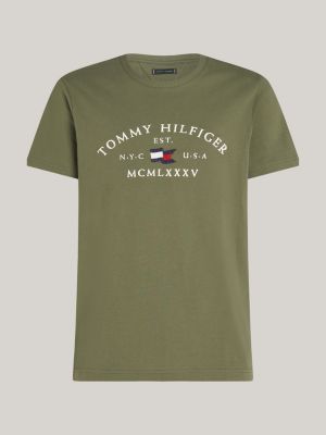 groen t-shirt met geborduurd logo voor heren - tommy hilfiger