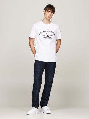 white logo embroidery t-shirt for men tommy hilfiger