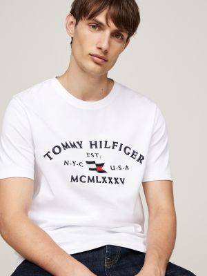 white logo embroidery t-shirt for men tommy hilfiger