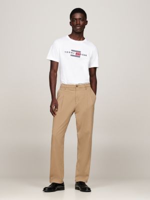 white hilfiger flag embroidery t-shirt for men tommy hilfiger