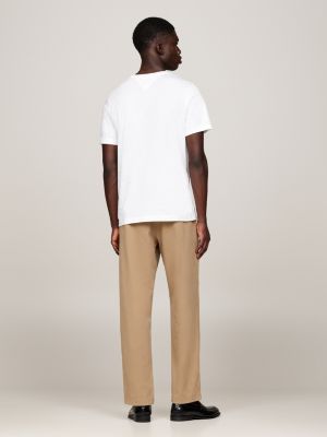 white hilfiger flag embroidery t-shirt for men tommy hilfiger