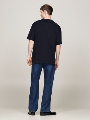 blue shadow flag relaxed t-shirt for men tommy hilfiger