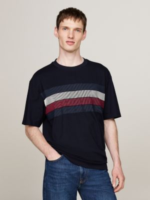 t-shirt décontracté à drapeau ombré blue pour hommes tommy hilfiger