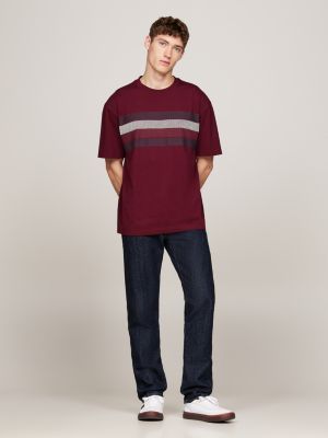 t-shirt décontracté à drapeau ombré violet pour hommes tommy hilfiger