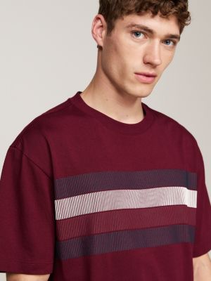 t-shirt décontracté à drapeau ombré violet pour hommes tommy hilfiger