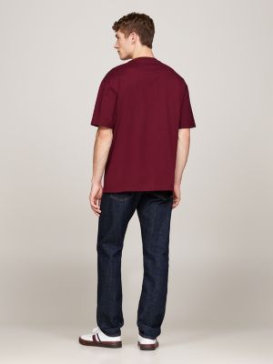 t-shirt décontracté à drapeau ombré violet pour hommes tommy hilfiger
