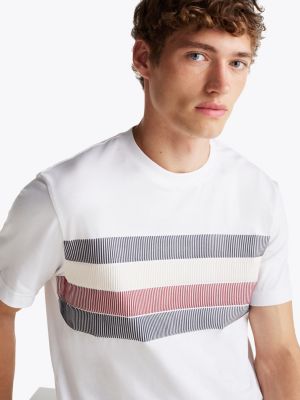 camiseta de corte amplio con logo sombreado blanco de hombres tommy hilfiger