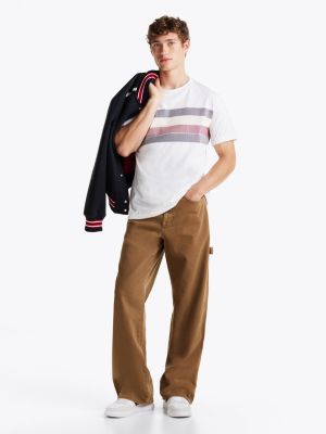 camiseta de corte amplio con logo sombreado blanco de hombres tommy hilfiger