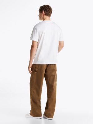 camiseta de corte amplio con logo sombreado blanco de hombres tommy hilfiger