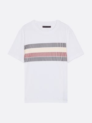 camiseta de corte amplio con logo sombreado blanco de hombres tommy hilfiger