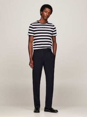 blau gestreiftes slim fit t-shirt mit logo für herren - tommy hilfiger