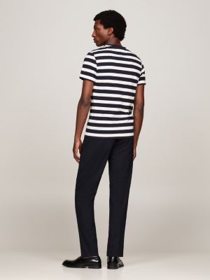 blau gestreiftes slim fit t-shirt mit logo für herren - tommy hilfiger