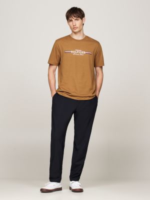 brown chest logo t-shirt for men tommy hilfiger