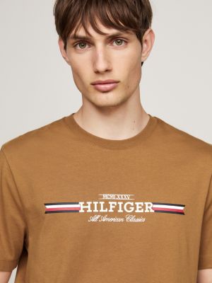 brown chest logo t-shirt for men tommy hilfiger