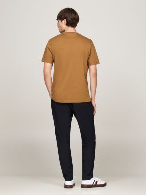 brown chest logo t-shirt for men tommy hilfiger