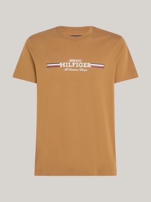 brown chest logo t-shirt for men tommy hilfiger