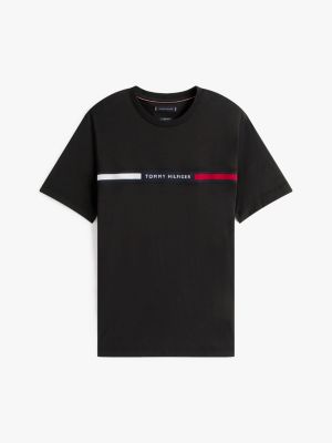 black logo embroidery insert jersey t-shirt for men tommy hilfiger