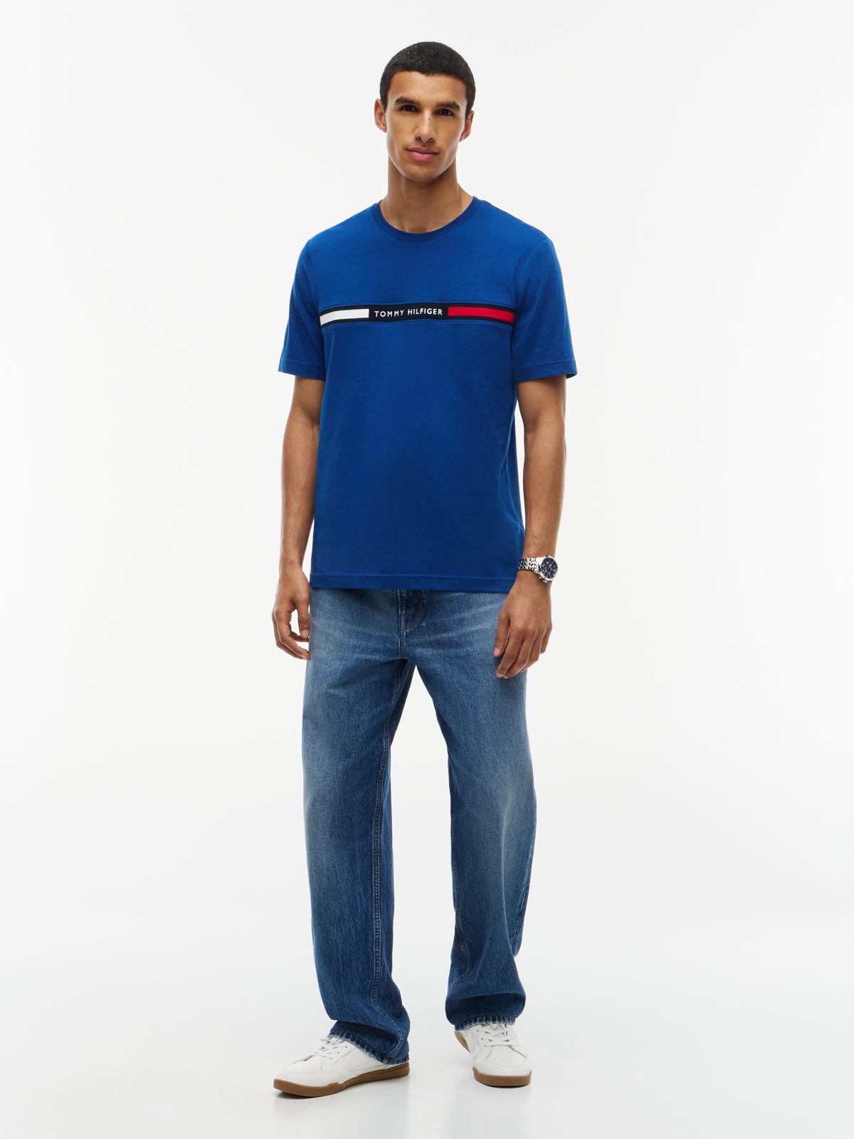 Logo Embroidery Insert T-Shirt — Blue