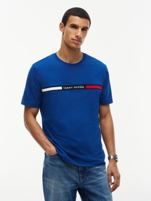 blue logo embroidery insert t-shirt for men tommy hilfiger