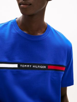 blauw t-shirt met ronde hals en logo voor heren - tommy hilfiger