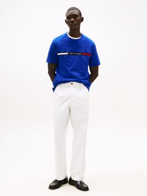 blue logo crew neck t-shirt for men tommy hilfiger